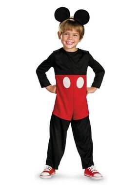 Disney Mickey Mouse Toddler Costume - Black, Red & White 2T S Halloween dress up
